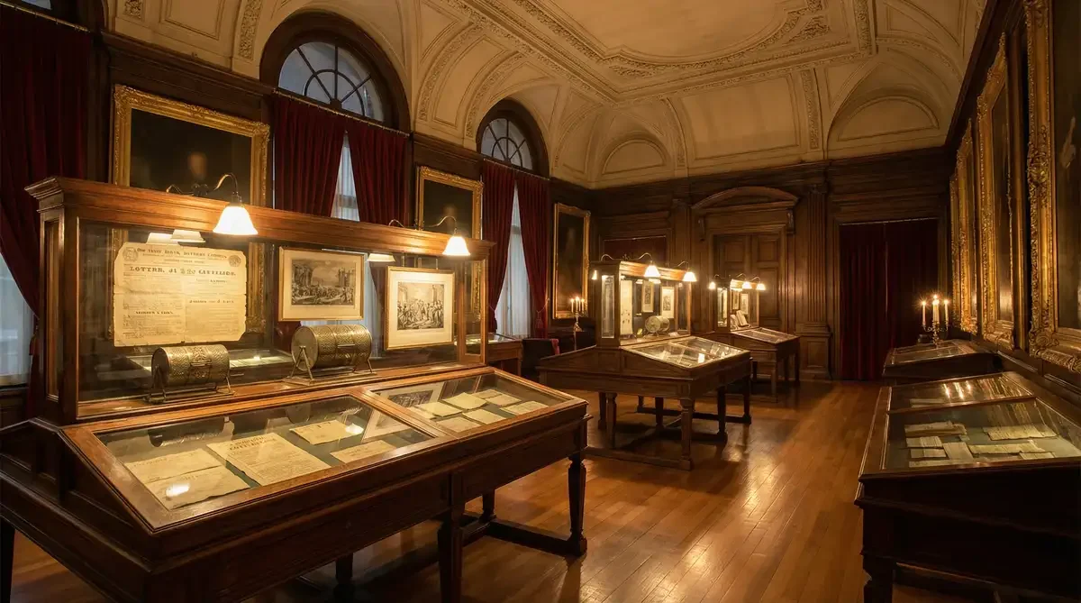 彩票博物馆的展厅，陈列着各种珍贵的彩票